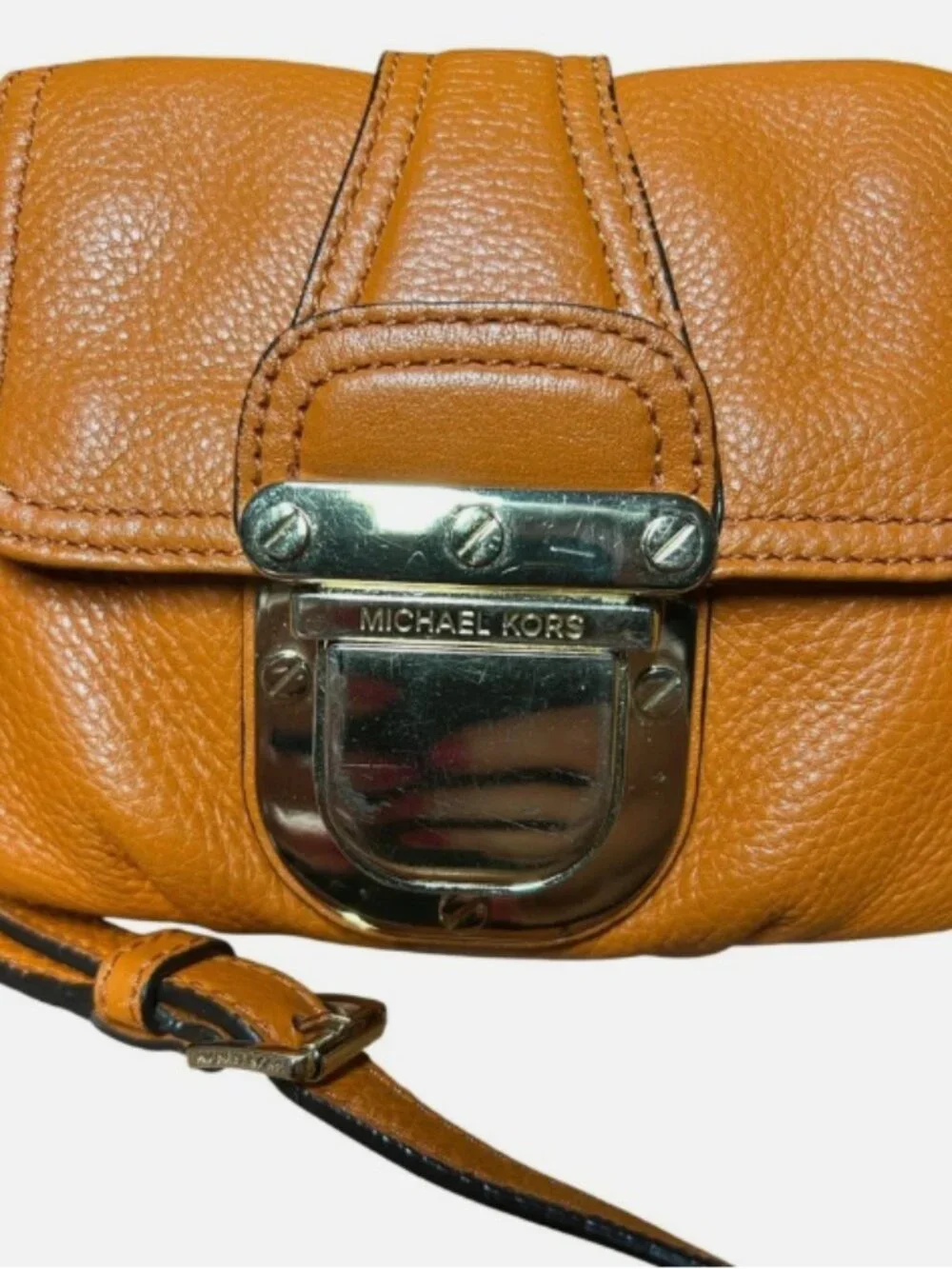 VINTAGE MICHAEL KORS CHARLTON PUMPKIN ORANGE SUPER SOFT LEATHER CROSSBODY PURSE